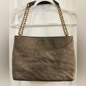 Tory Burch Olive Green Shoulder Bag with Gold Chain